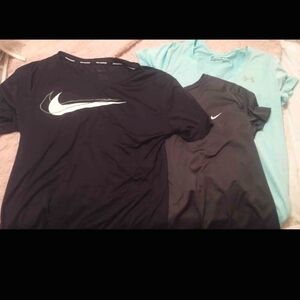 3 dry fit shirts size xamall/small 2 Nike and 1 under armor